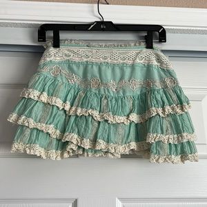 Vintage Lolita Ruffle and Lace Mini Skirt - XS